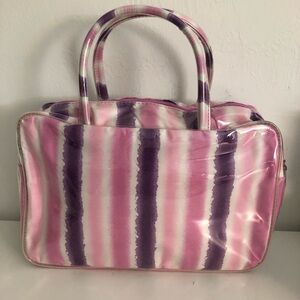 Estée Lauder Striped Pink and Purple Striped Travel Cosmetic Bag